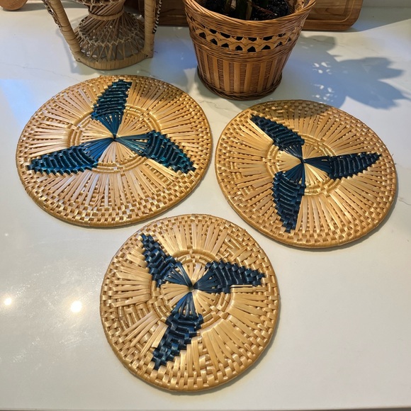 Other - Set/3 Vintage woven trivets/ hot plates